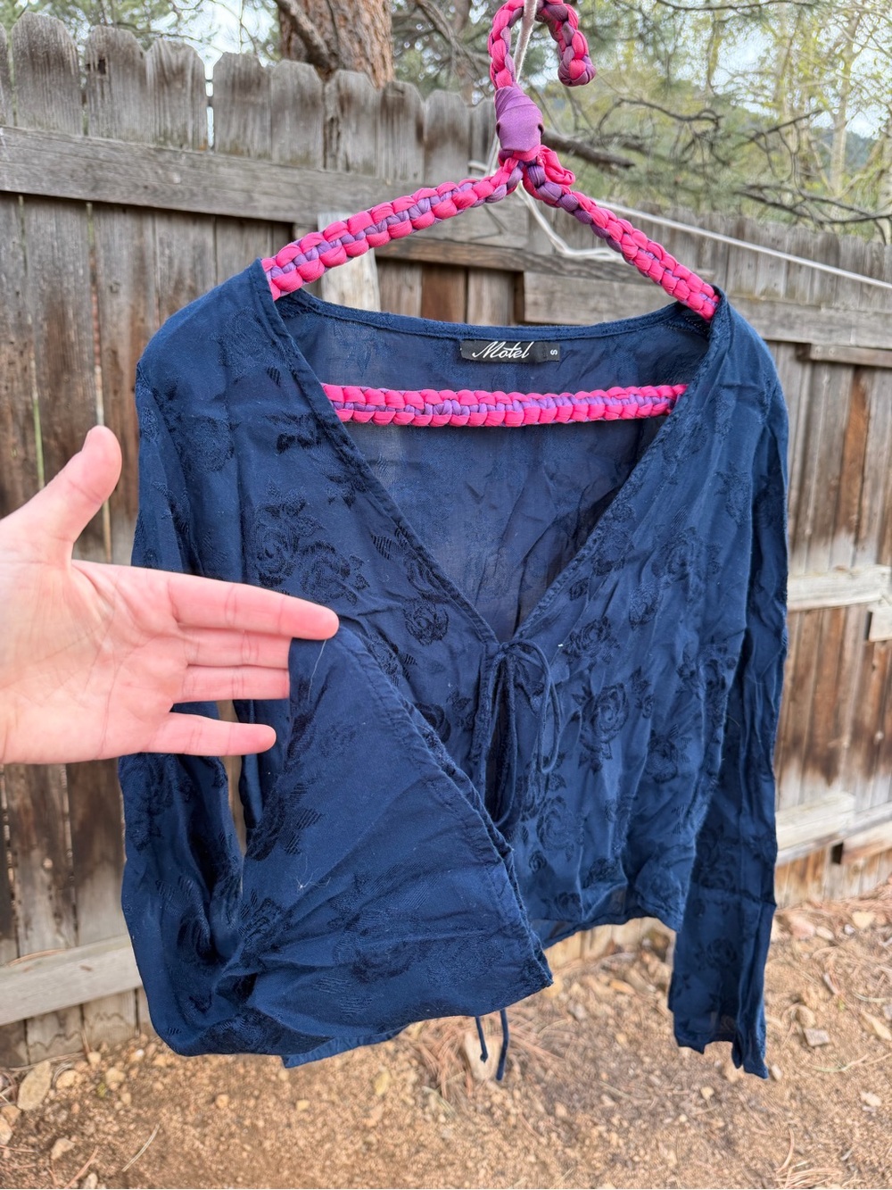 Motel Navy Floral Tie-Front Blouse